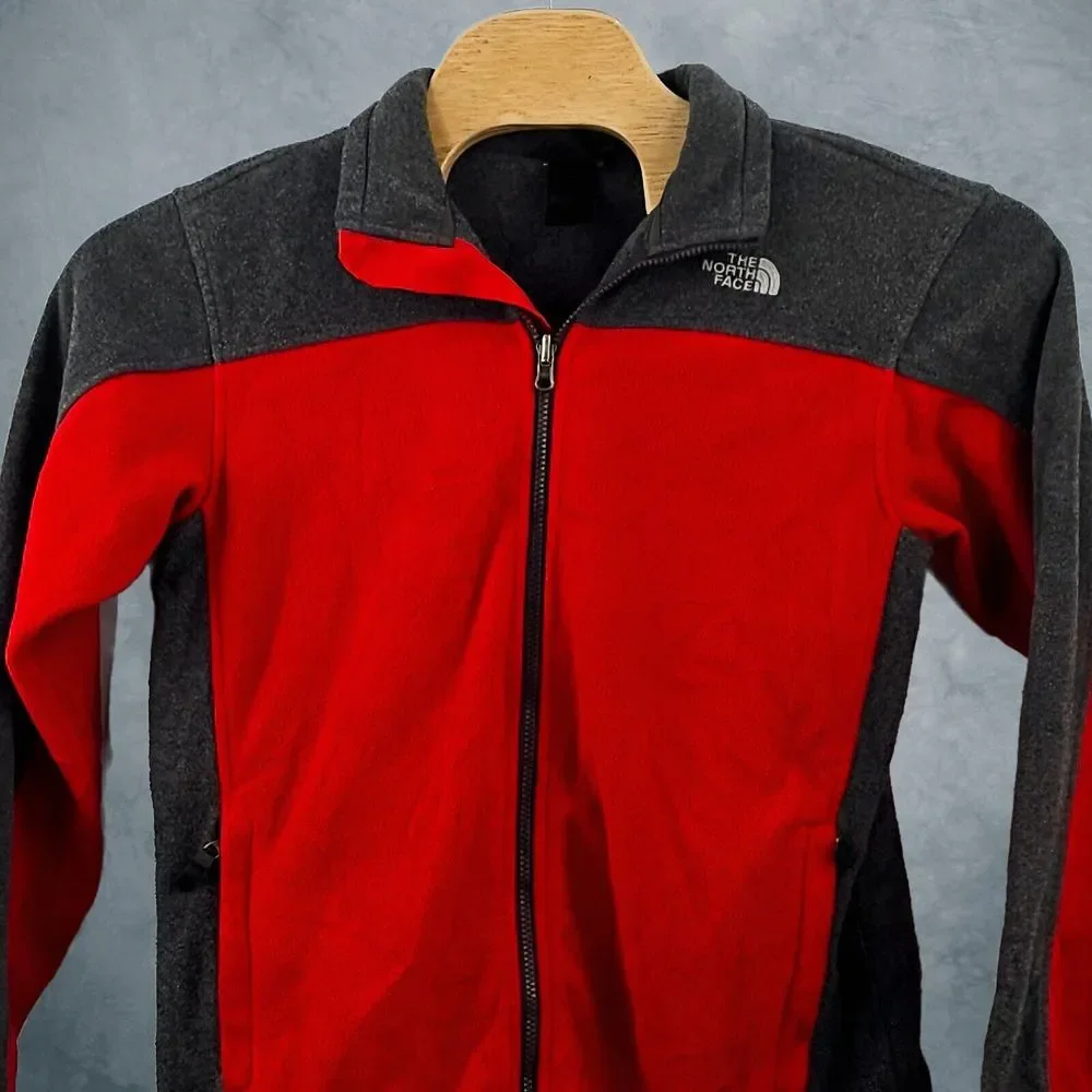 The North Face Boys‎ Red And Grey Fleece Jacket Size XL 18-20 Full Zip Outdoors